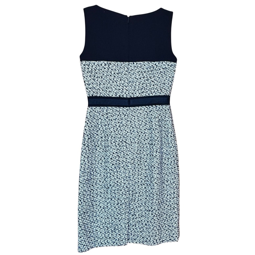 Tory Burch Lucille Tweed Dress Women's SZ 2 Navy Silk Blend‎ Sheath Work Career - Picture 4 of 8